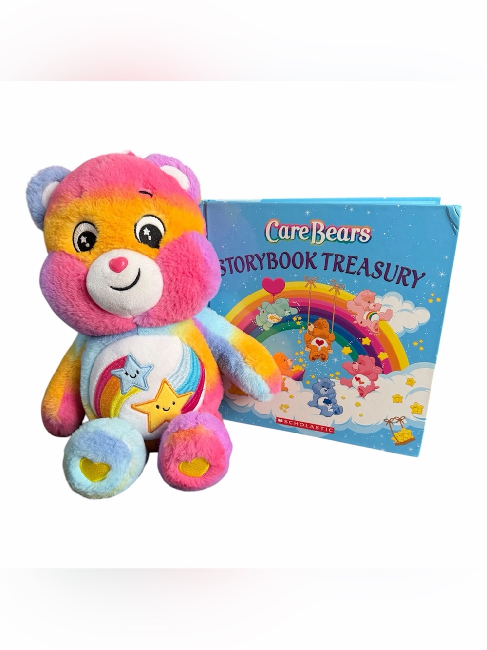 Care Bears Togetherness Bear Rainbow Plush Bear with Storybook Treasury Book